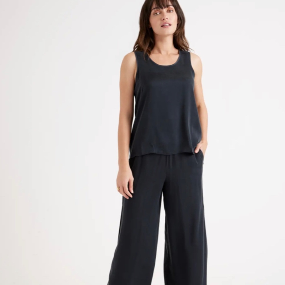 Quince 100% Washable Silk Tank and Pants Pajama Set Small